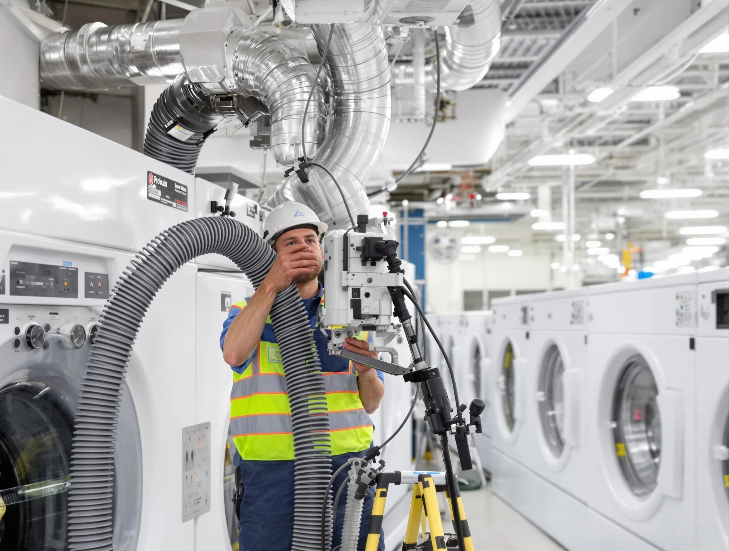 North Andover Dryer Vent Cleaning team performing commercial-grade dryer vent cleaning at a business facility in North Andover