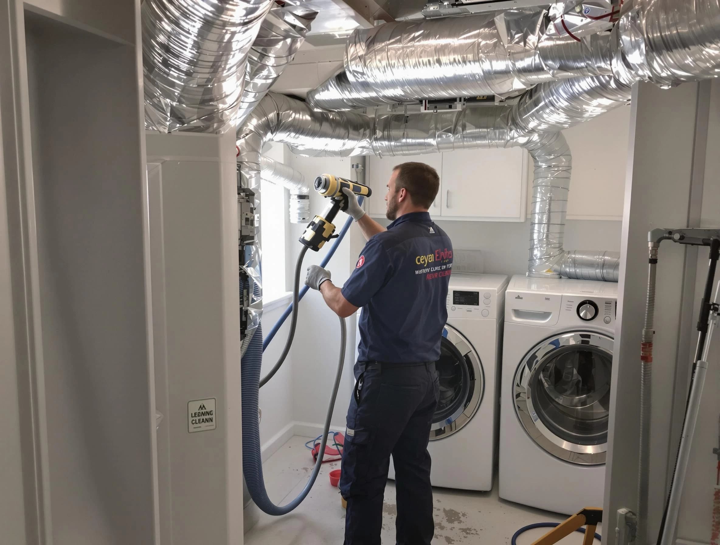 North Andover Dryer Vent Cleaning specialist using advanced equipment for thorough duct cleaning in North Andover