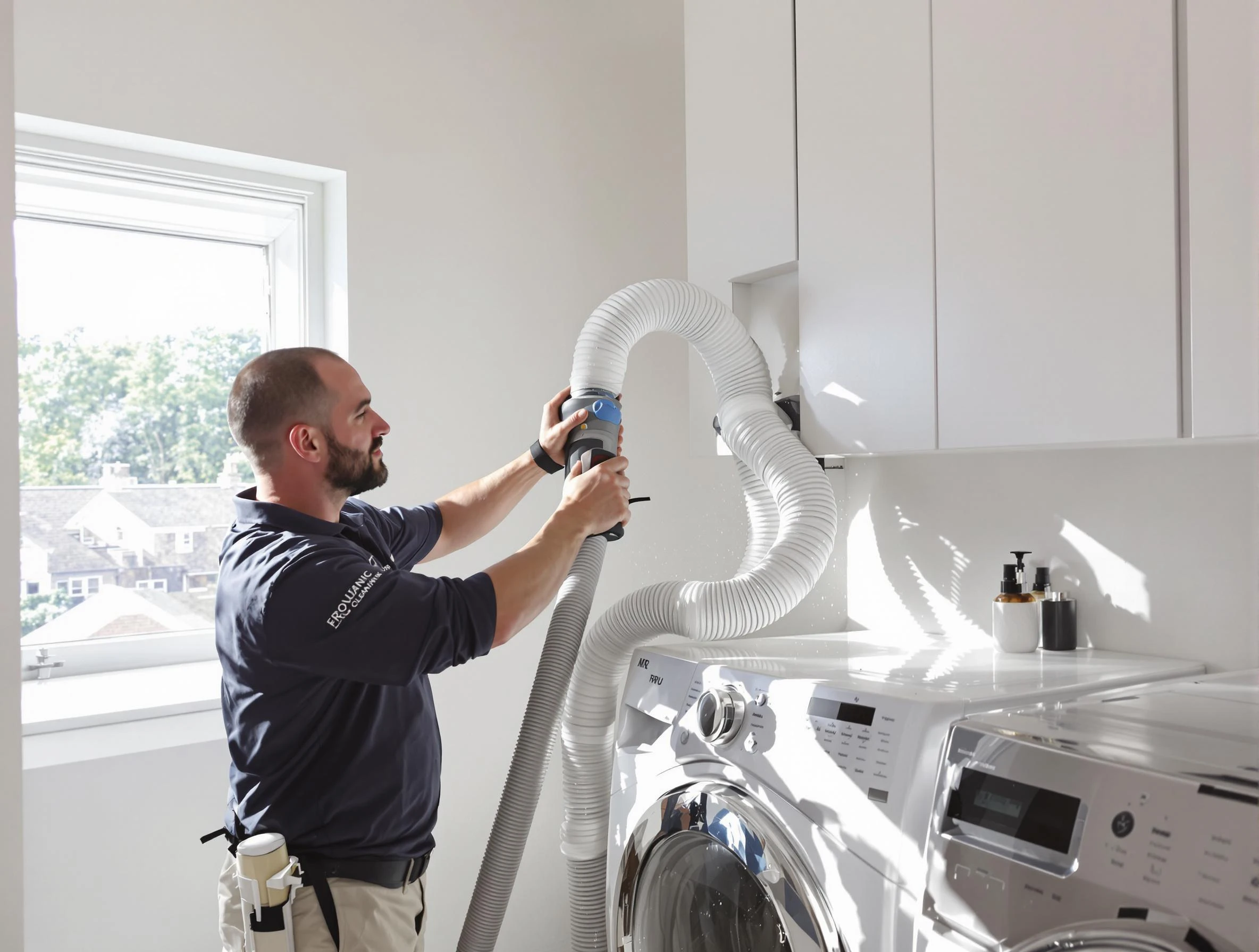 Certified North Andover Dryer Vent Cleaning technician performing dryer vent cleaning in North Andover